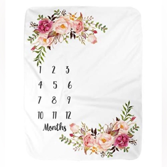 New Floral Baby Gurl Milestone Blanket 40x50” Baby Girl Milestone Blanket Floral - Picture 2 of 16